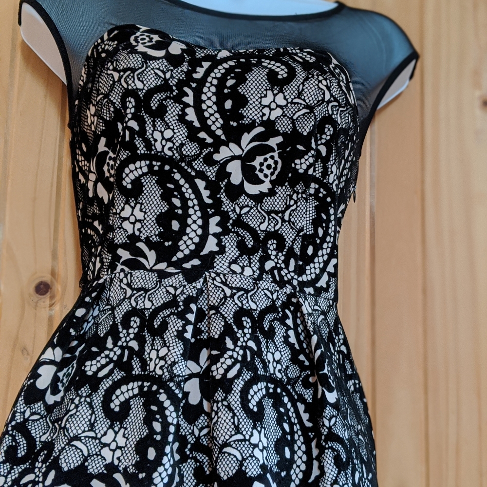 Black lace and mesh mini